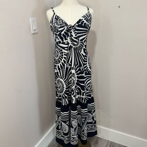 Sofia Jeans Women's Tie Front Maxi Dress with Pockets‎ Black and White M 8 10